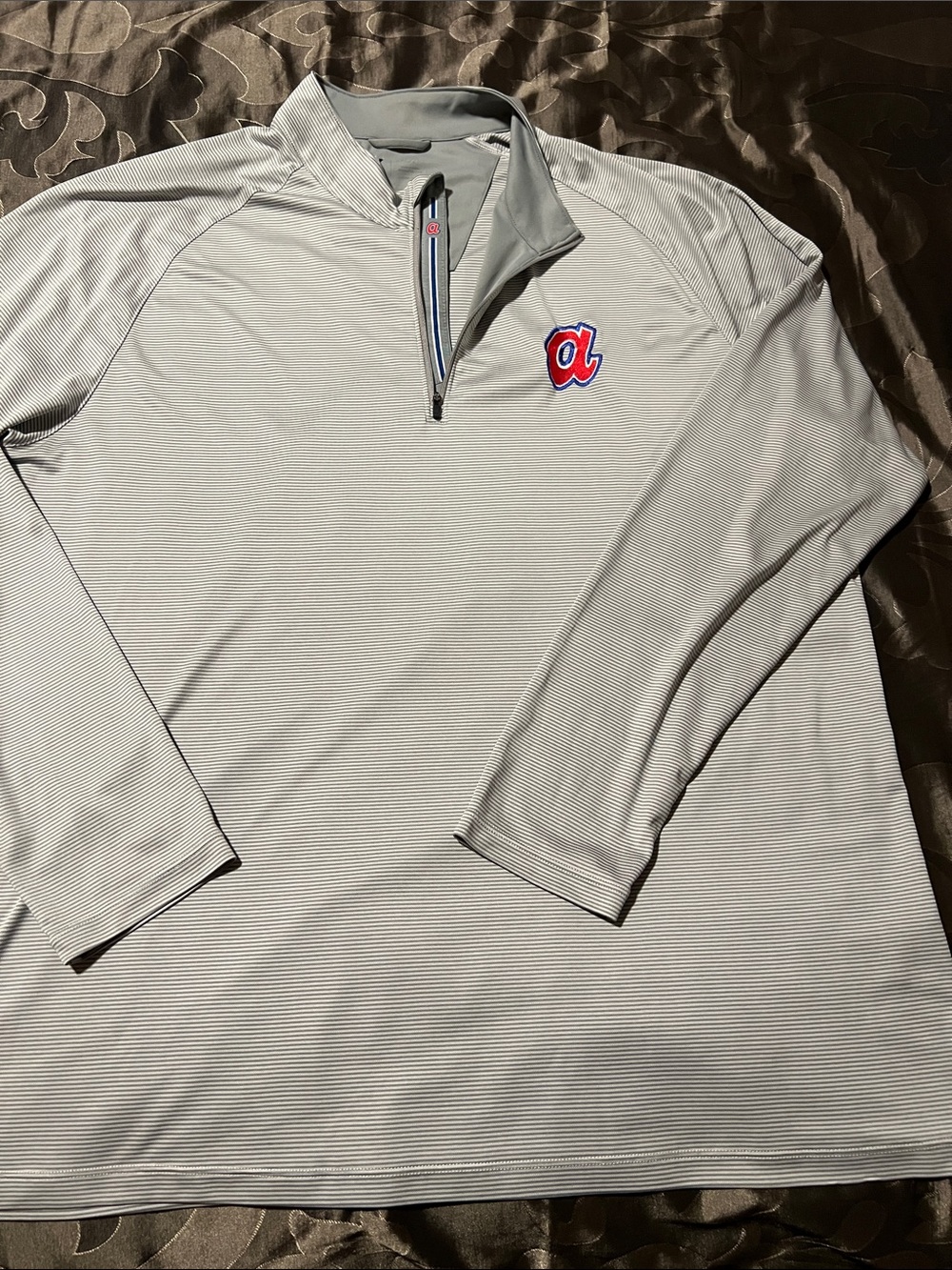 Levelwear Atlanta Braves Heather Gray Micro Stripe 1/4 Zip Pullover Men’s 2XL